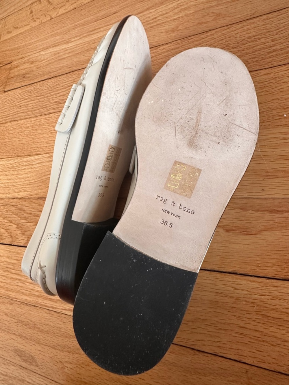rag & bone White Leather Penny Loafers - Picture 4 of 4